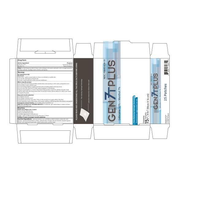 PRINCIPAL DISPLAY PANEL
NDC 70645-628-35
GEN 7T PLUS
PATCH
Lidocaine 3.5% + Menthol 7%
15 PATCHES
