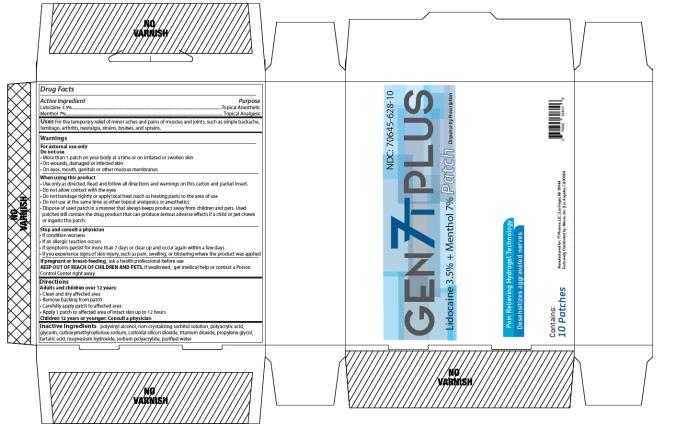 NDC 70645-628-10
GEN 7T PLUS PATCH
Dispense by Prescription
Lidocaine 3.5% + Menthol 7%
10 PATCHES
