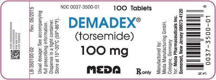 Demadex Tablets 100 mg Bottle Label