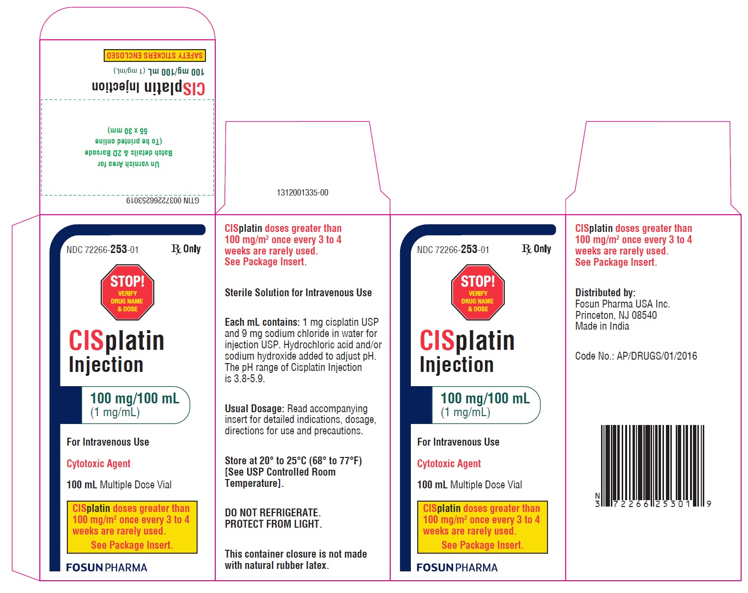 Cisplatin 100 mL Carton Label