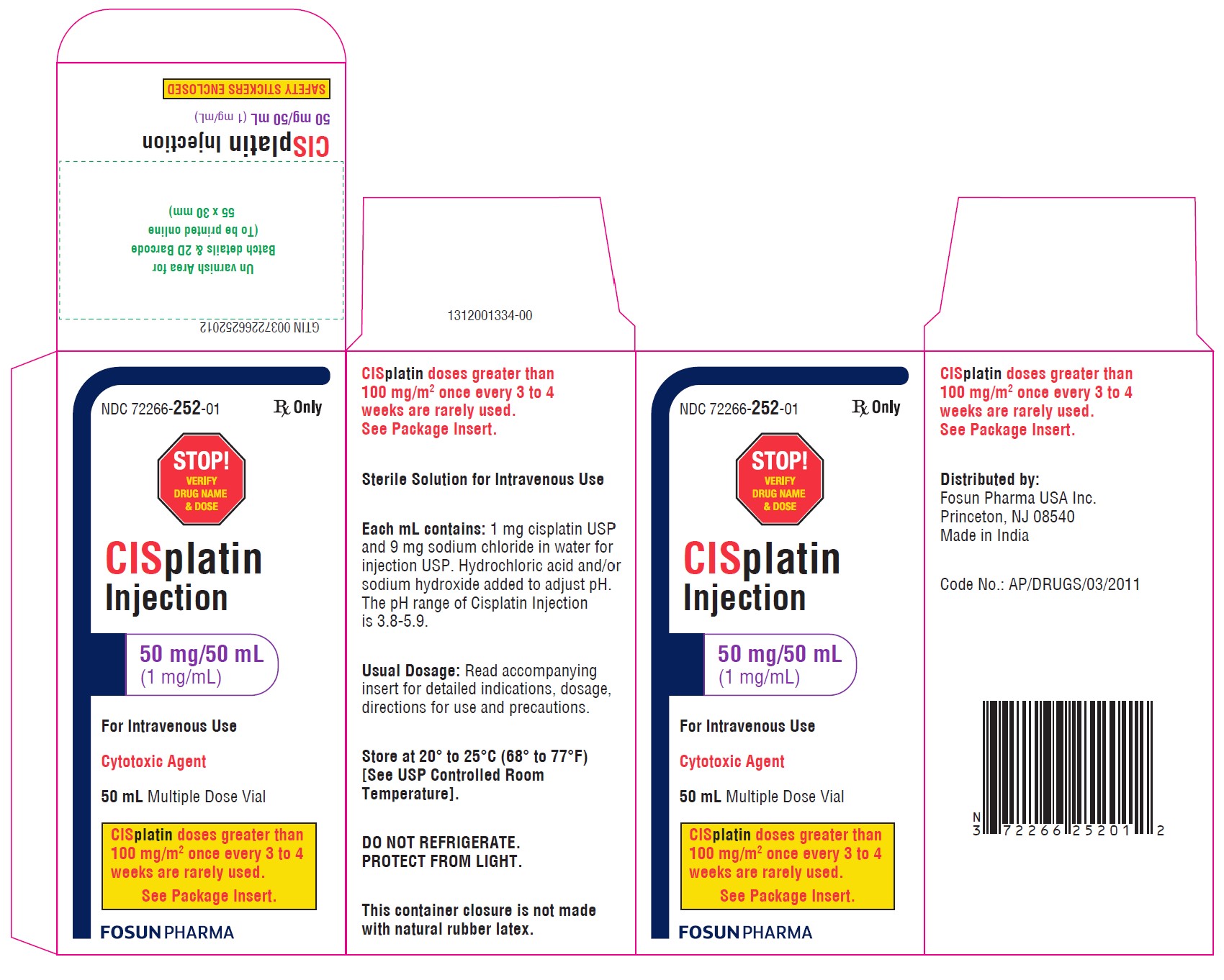 Cisplatin 50 mL Carton Label