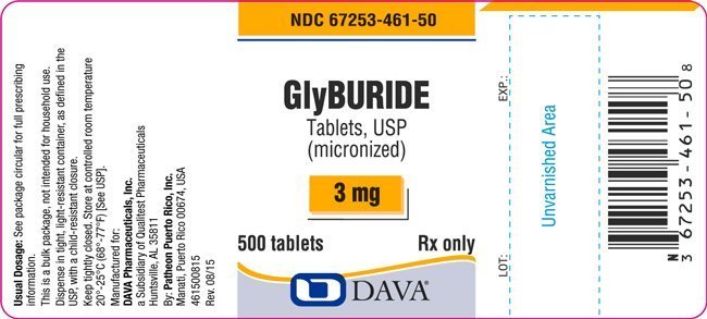 Image of the GlyBURIDE Tablets, USP (micronized) 3 mg 500 tablet label