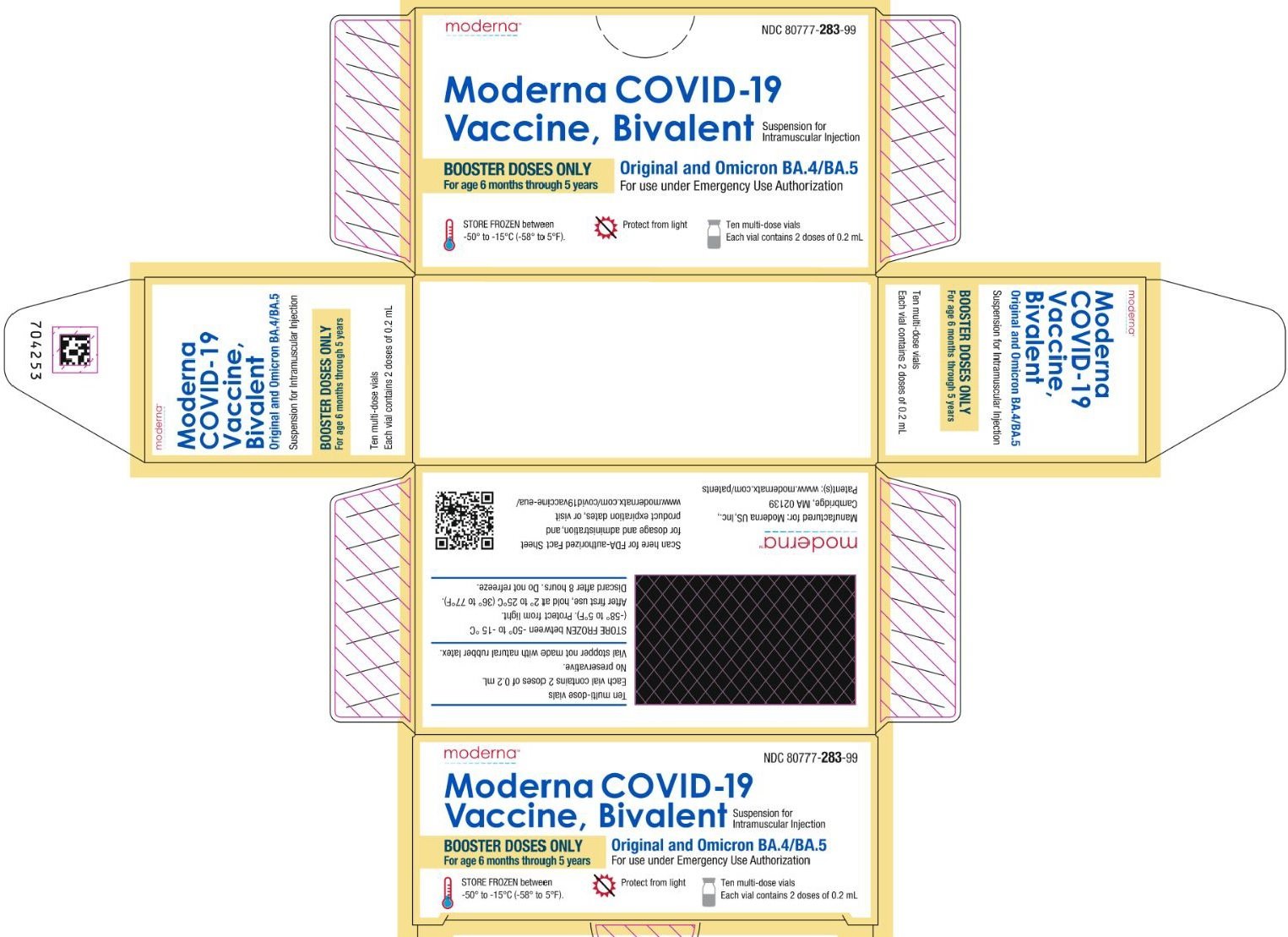 Moderna COVID-19 Vaccine, Bivalent Suspension for Intramuscular Injection for use under Emergency Use Authorization-Booster Doses Only-Age 6m though 5y Carton (2 doses of 0.2 mL)