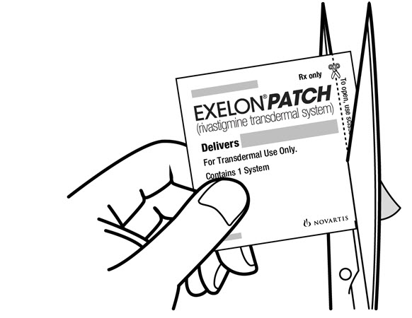 A protective liner covers the adhesive side of the patch. Peel off one side of the protective liner and do not touch the sticky part of the patch with the fingers.
