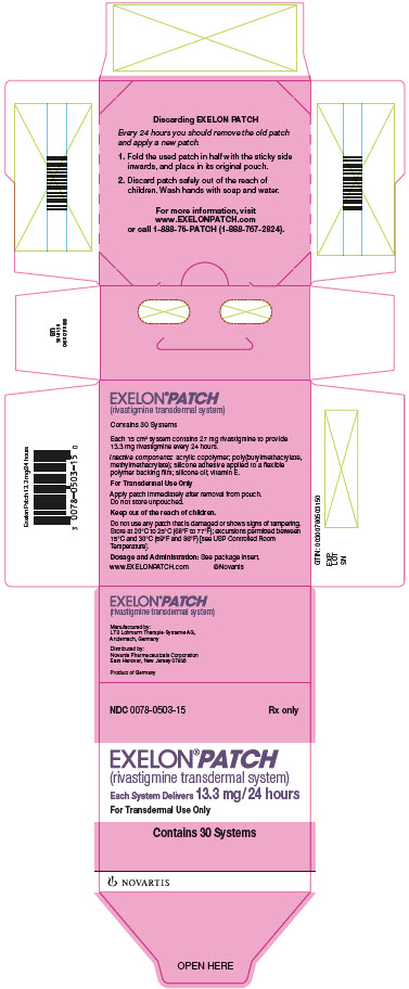          PRINCIPAL DISPLAY PANEL         NDC 0078-0503-15         Rx only         EXELON® PATCH         (rivastigmine transdermal system)          Each System Delivers 13.3 mg/24 hours         For Transdermal Use Only         Contains 30 Systems         NOVARTIS        