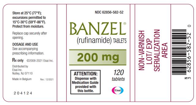 NDC 62856-582-52
BANZEL® 
(rufinamide) TABLETS
200 mg
120 tablets
