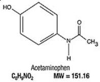 The following structural formula for Acetaminophen, 4’-hydroxyacetanilide, a slightly bitter, white, odorless, crystalline powder, is a non-opiate, non-salicylate analgesic and antipyretic.