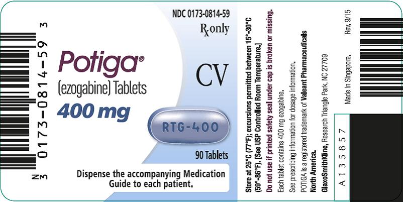 Potiga 400 mg 90 count label