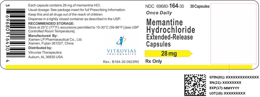 NDC 69680-164-30 30 capsules Rx Only Once-Daily Memantine HCl Extended-Release Capsules 28 mg
