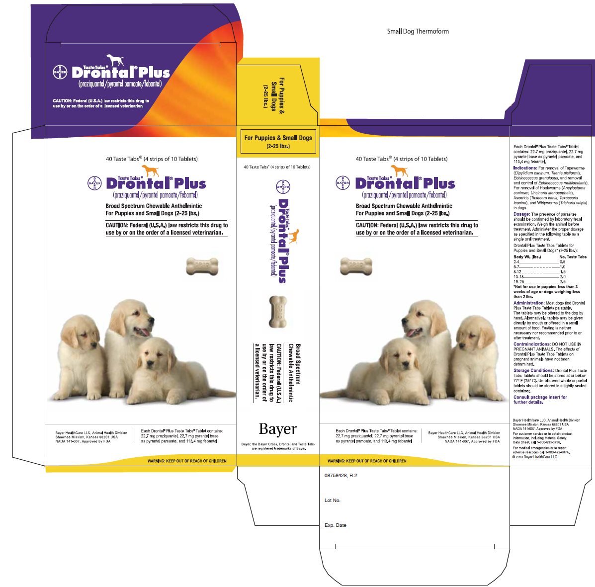 Drontal Plus Taste Tabs for Small Sized Dogs (2-25 lbs.) label