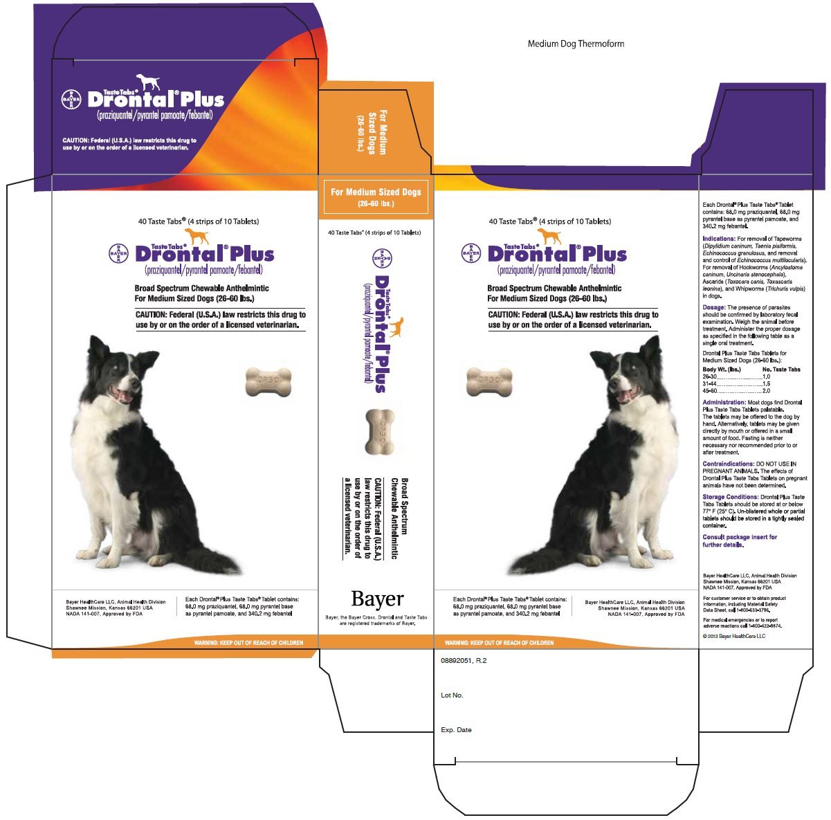 Drontal Plus Taste Tabs for Medium Sized Dogs (26-60 lbs.) label
