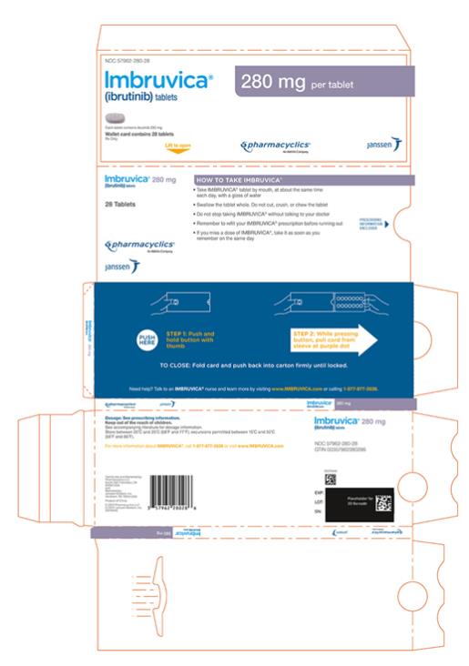 PRINCIPAL DISPLAY PANEL - 28 Tablet Blister Carton
NDC 57962-420-28
Imbruvica®
(ibrutinib) tablets
420 mg per tablet
Each tablet contains ibrutinib 420 mg
Wallet card contains 28 tablets
Rx Only
pharmacyclics®
An AbbVie Company
janssen
