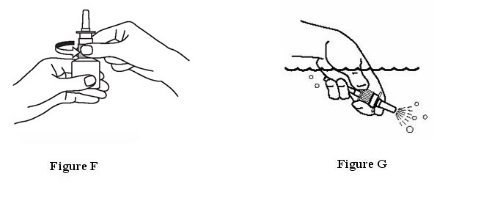 Figure F and G: To Clean the Spray Tip - Soak only the spray pump unit in warm water