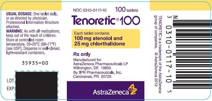 Tenoretic 100 Bottle Label 100 tablets