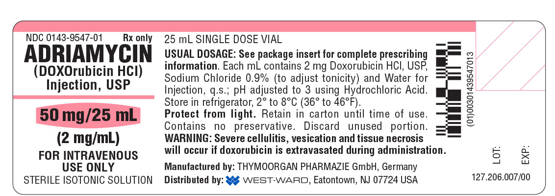 Adriamycin 25 mL vial label