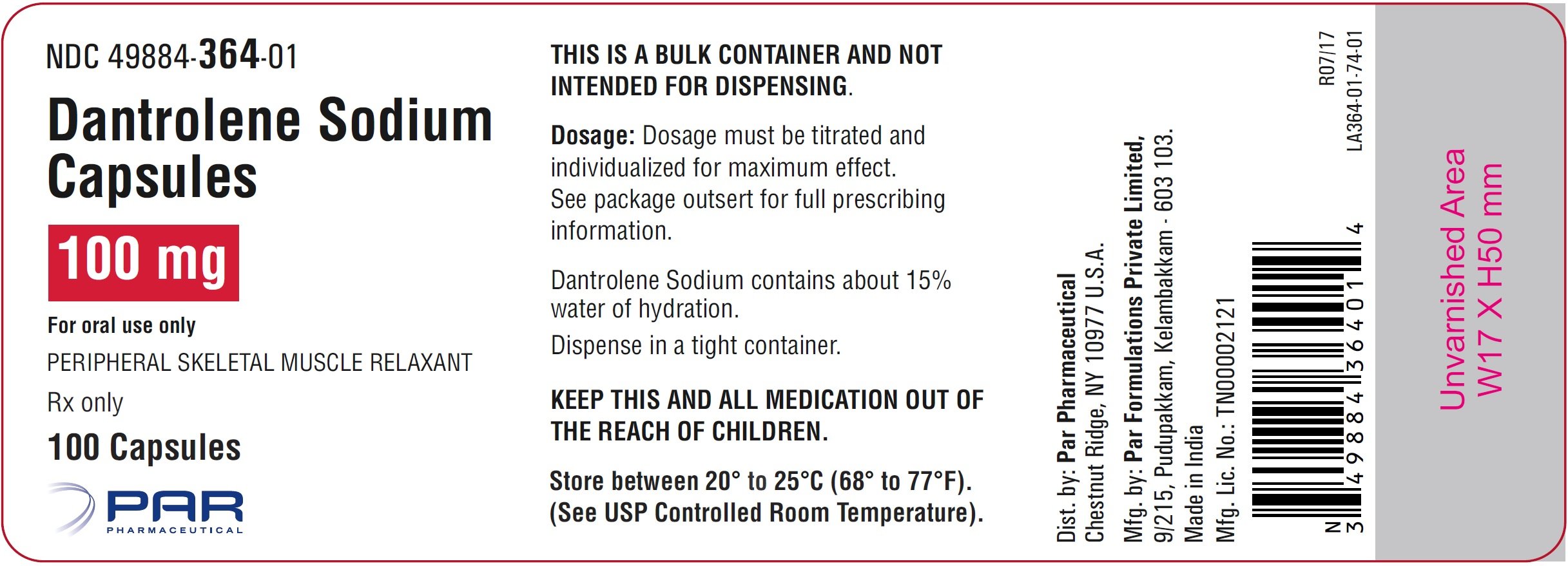 Dantrolene FDA prescribing information, side effects and uses