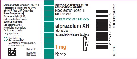 Alprazolam XR 1 mg Bottle Label