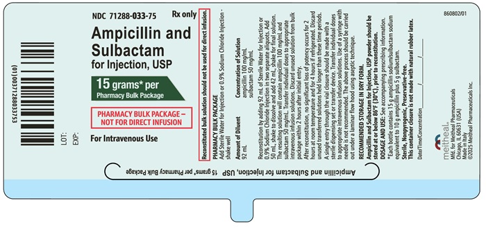 Principal Display Panel – Ampicillin and Sulbactam for Injection, USP 15 gram Bottle Label