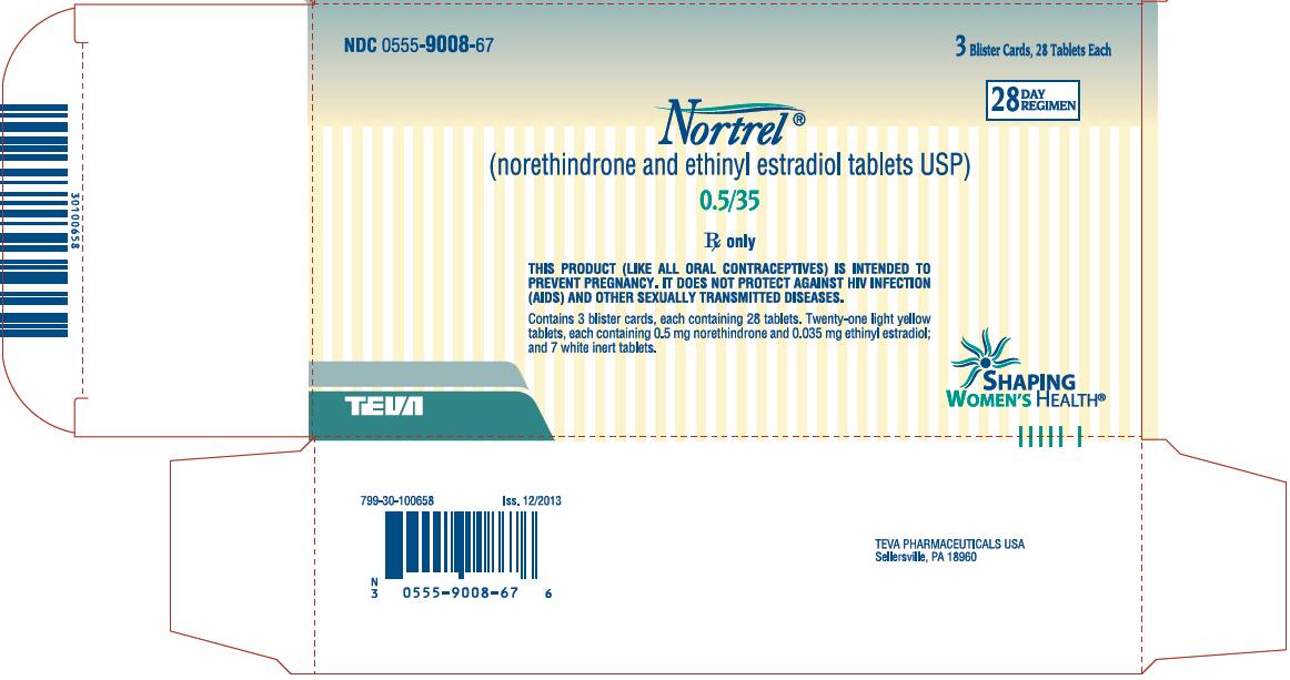 Nortrel 0.5/35 mg, 3 Blister Cards, 28 Tablets Each Carton 