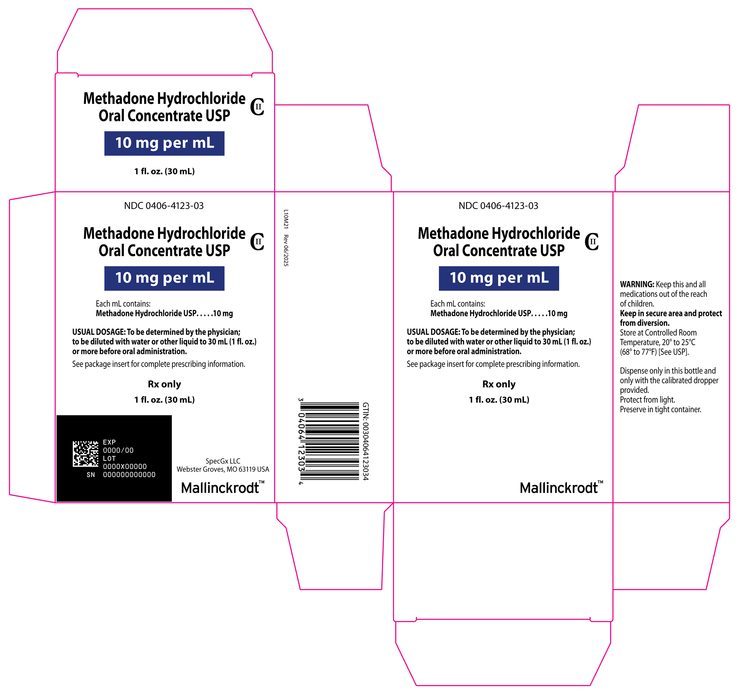 Methadone Oral Concentrate 30 mL Carton