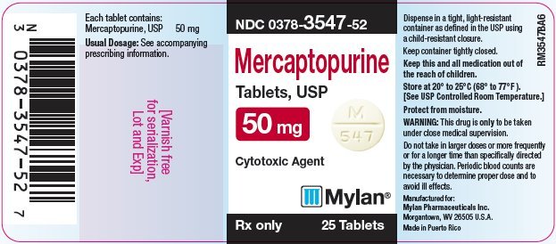 Mercaptopurine Tablets, USP 50 mg Bottle Label 