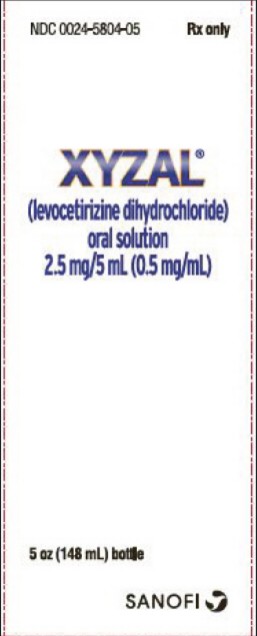 PRINCIPAL DISPLAY PANEL
NDC 0024-5804-05
Rx Only
XYZAL
(levocetirizine dihydrochloride)
oral solution
2.5 mg/5 mL (0.5 mg/mL)
