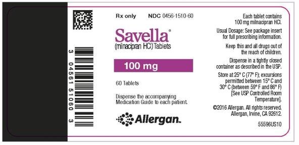 PRINCIPAL DISPLAY PANEL
NDC 0456-1500-55
Savella®
(milnacipran HCI) Tablets
4-week Titration Pack
This 4-week titration pack of Savella
includes the following:
•	Five 12.5 mg tablets
•	Eight 25 mg tablets
•	Forty-two 50 mg tablets
Dispense the enclosed Medication Guide to each patient.
For additional information, visit www.savella.com
Rx only
abbvie
