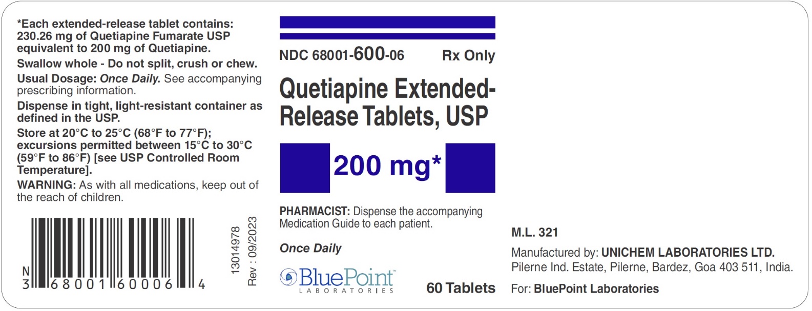 Quetiapine ER Tabs 200mg