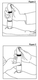 Position Device: Grip the device and place on the application site, with one hand, as illustrated in Figure 2, or with both hands, as shown in Figure 3.