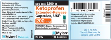 Ketoprofen Extended-Release Capsules 200 mg Bottle Label