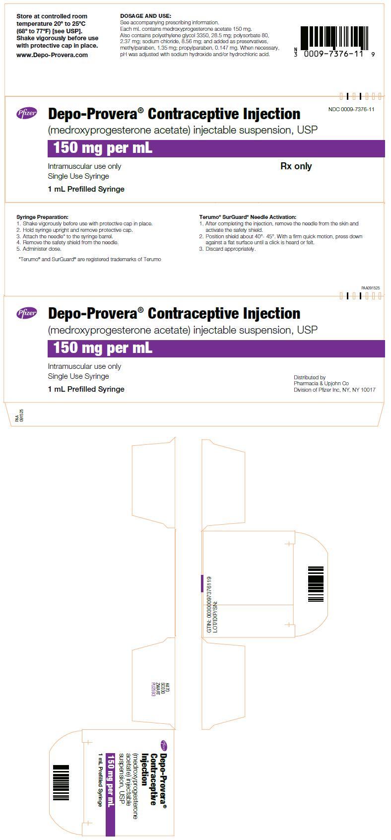 PRINCIPAL DISPLAY PANEL - 1 mL Syringe Carton - NDC 0009-7376-11