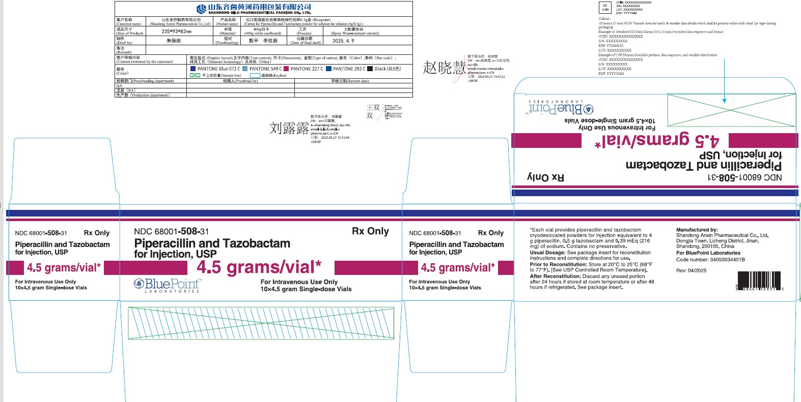 Piperacillin & Tazo 4.5gm Rev 042025