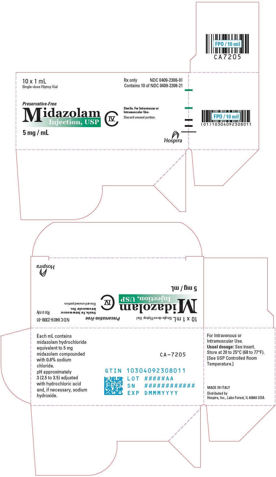 PRINCIPAL DISPLAY PANEL - 1 mL Vial Box CA7205