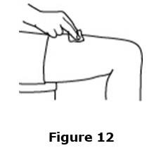 •	Clean the skin with an alcohol wipe where the injection is to be made.  Be careful not to touch the skin that has been wiped clean.  See Figure 12.