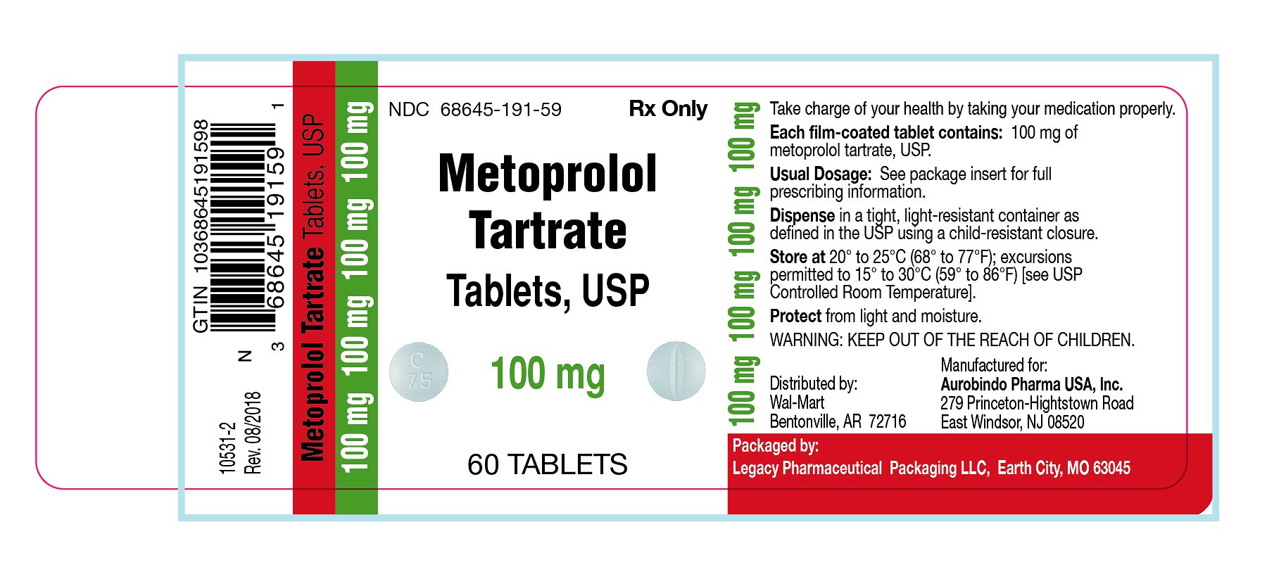 Metoprolol Tartrate Tablets, USP 100mg
