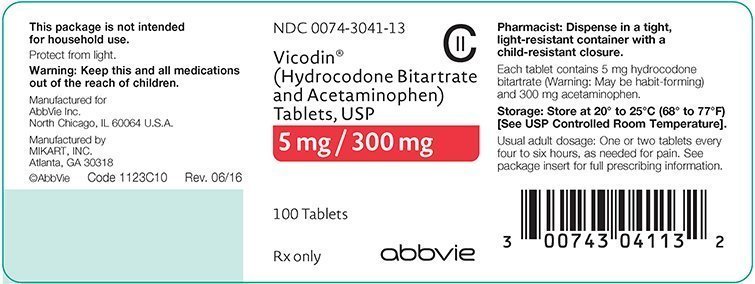 vicodin 5mg/300mg 100ct tablets