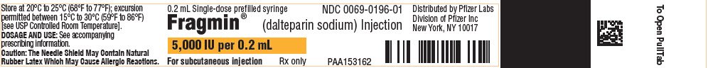 PRINCIPAL DISPLAY PANEL - 0.2 mL Syringe Blister Pack Label - 0196