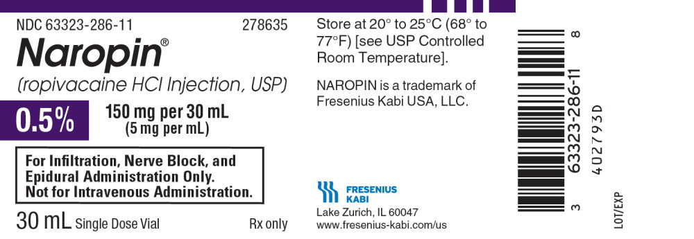 PACKAGE LABEL - PRINCIPAL DISPLAY PANEL - Naropin 30 mL Single Dose Vial Label

