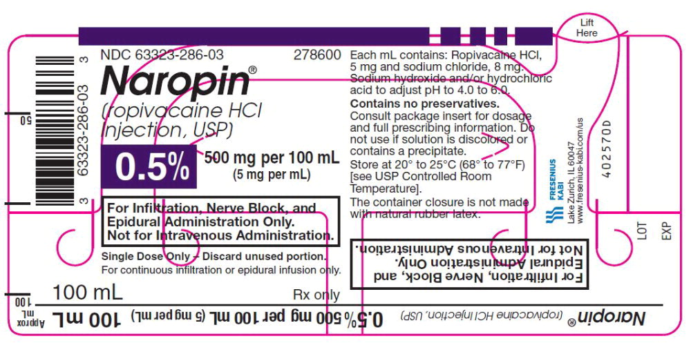 PACKAGE LABEL - PRINCIPAL DISPLAY PANEL - Naropin 100 mL Single Dose Bottle Label
