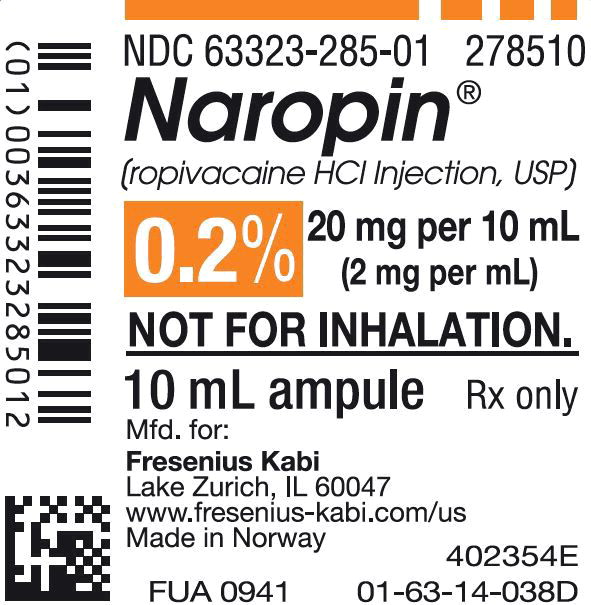 PACKAGE LABEL - PRINCIPAL DISPLAY PANEL - Naropin 10 mL Ampule Label

