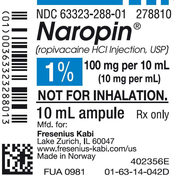 PACKAGE LABEL - PRINCIPAL DISPLAY PANEL - Naropin 10 mL Ampule Label
