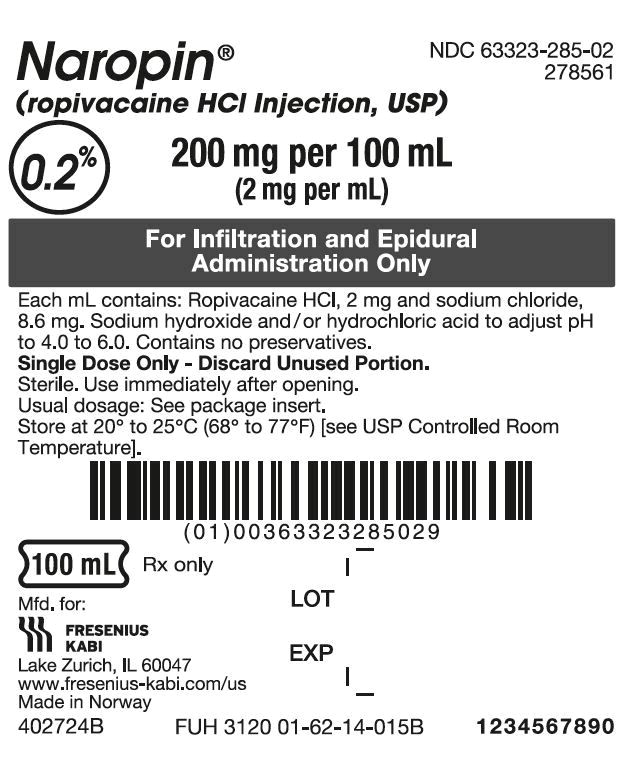 PACKAGE LABEL - PRINCIPAL DISPLAY PANEL - Naropin 100 mL Bag Label

