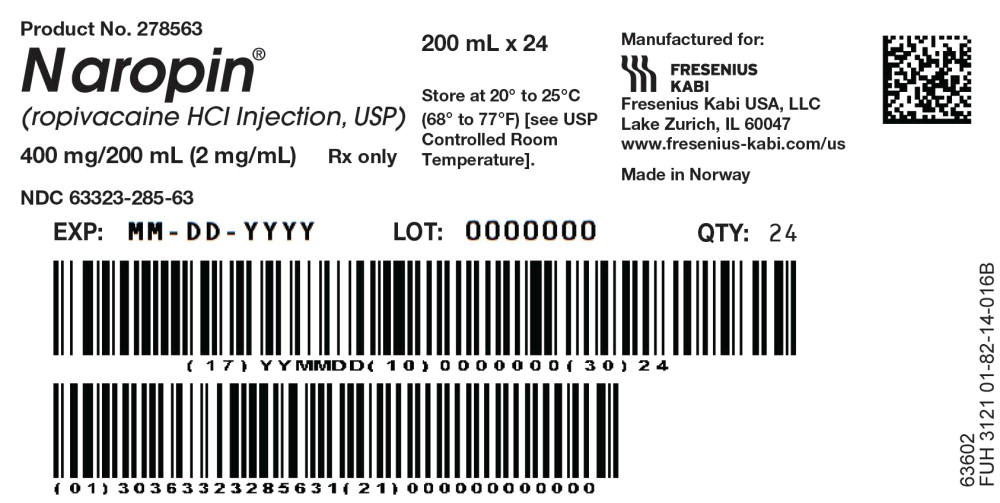 PACKAGE LABEL - PRINCIPAL DISPLAY PANEL - Naropin 200 mL Bag Shipper Label
