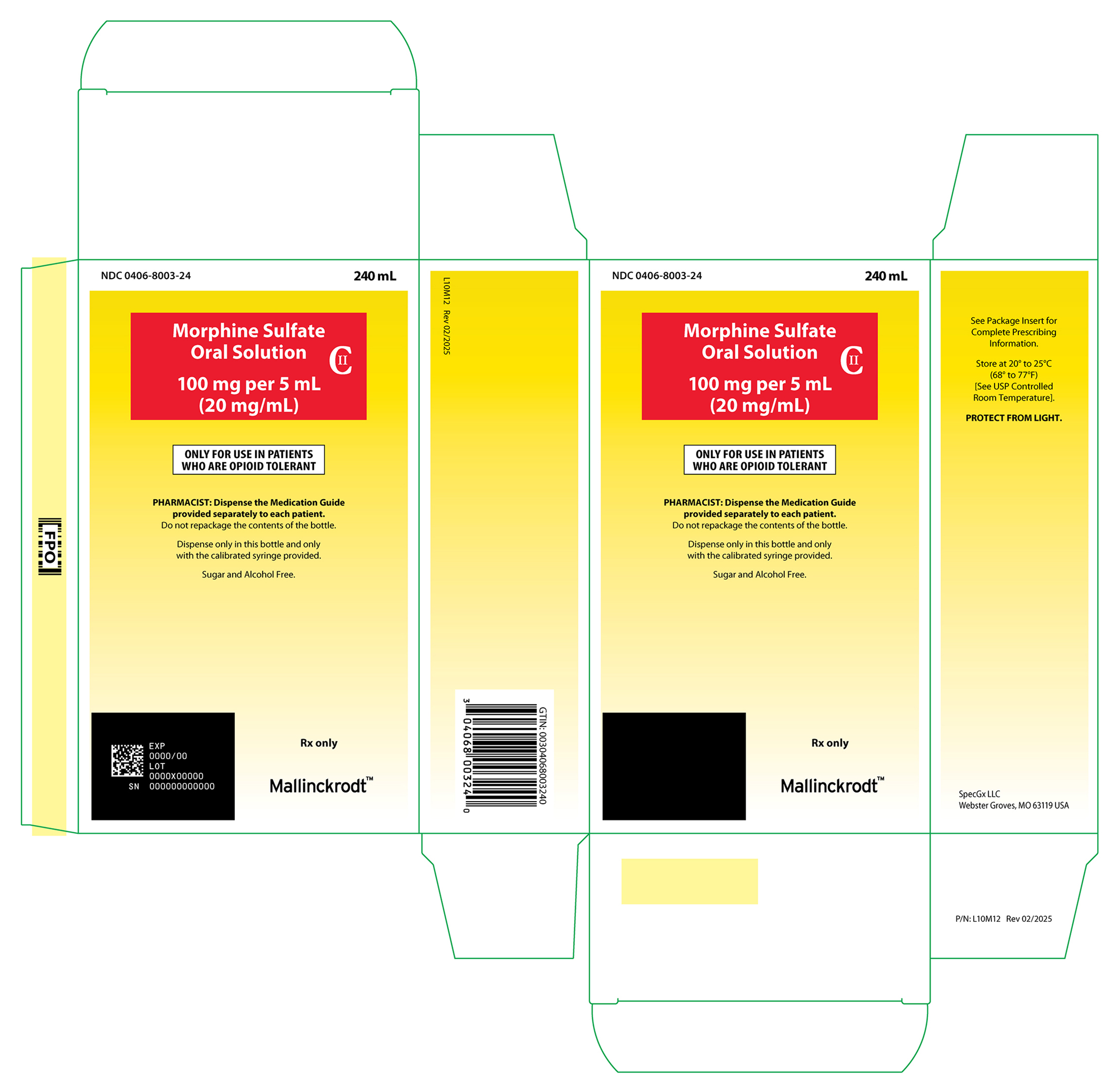 Morphine Sulfate Oral Solution 240 mL Carton