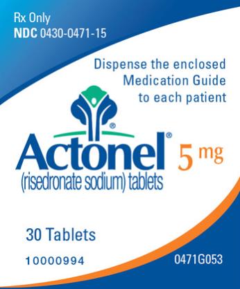 Rx Only
NDC 0430-0471-15
Actonel
(risedronate sodium) tablets
5 mg
30 Tablets
