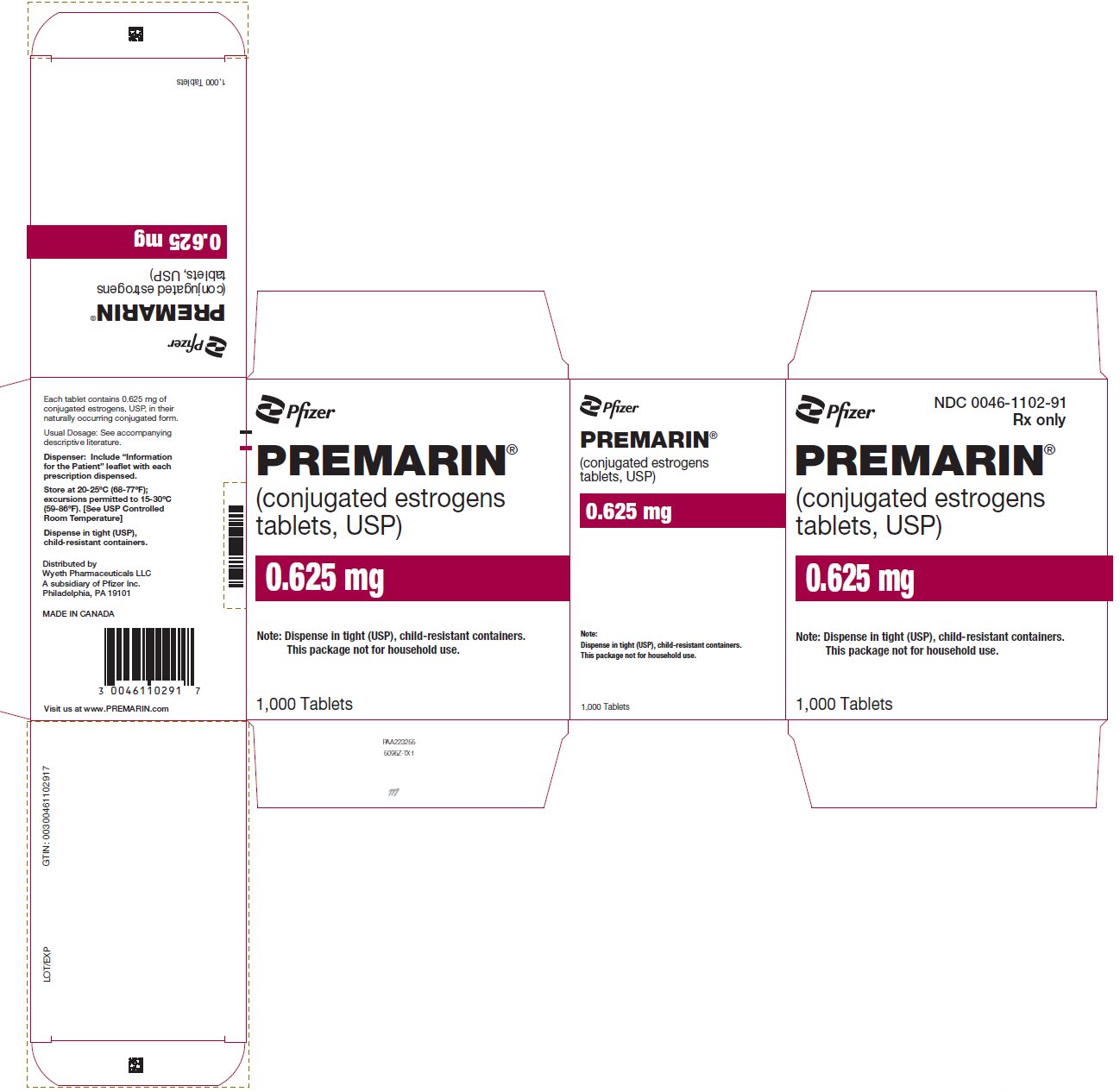 PRINCIPAL DISPLAY PANEL - 0.625 mg Tablet Bottle Carton