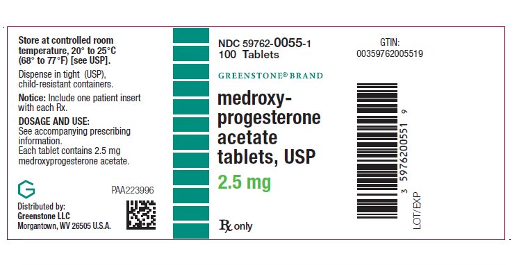 PRINCIPAL DISPLAY PANEL - 2.5 mg Tablet Bottle Label - NDC 59762-0055-1