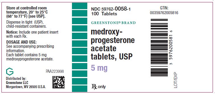 PRINCIPAL DISPLAY PANEL - 5 mg Tablet Bottle Label - NDC 59762-0058-1