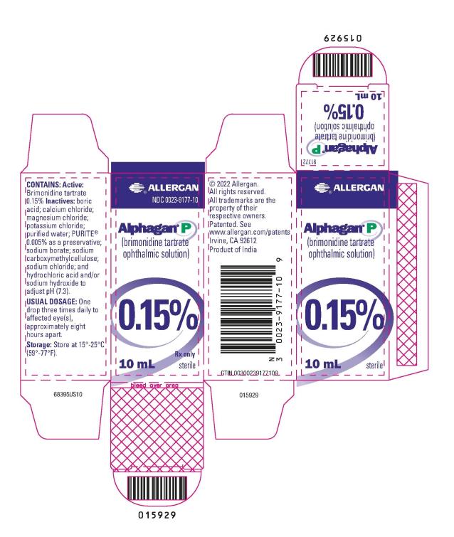 PRINCIPAL DISPLAY PANEL
ALLERGAN
NDC  0023-9177-10
Alphagan® P
(brimonidine tartrate 
ophthalmic solution) 
0.15%
10 mL
Rx only 
sterile
