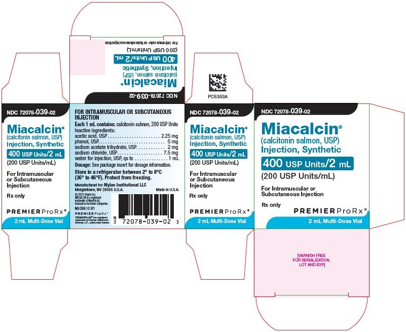 Miacalcin Injection 400 USP Units/2 mL Carton Label